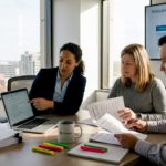 HR team reviewing employee relocation policies