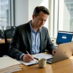 HR manager reviewing EU immigration forms