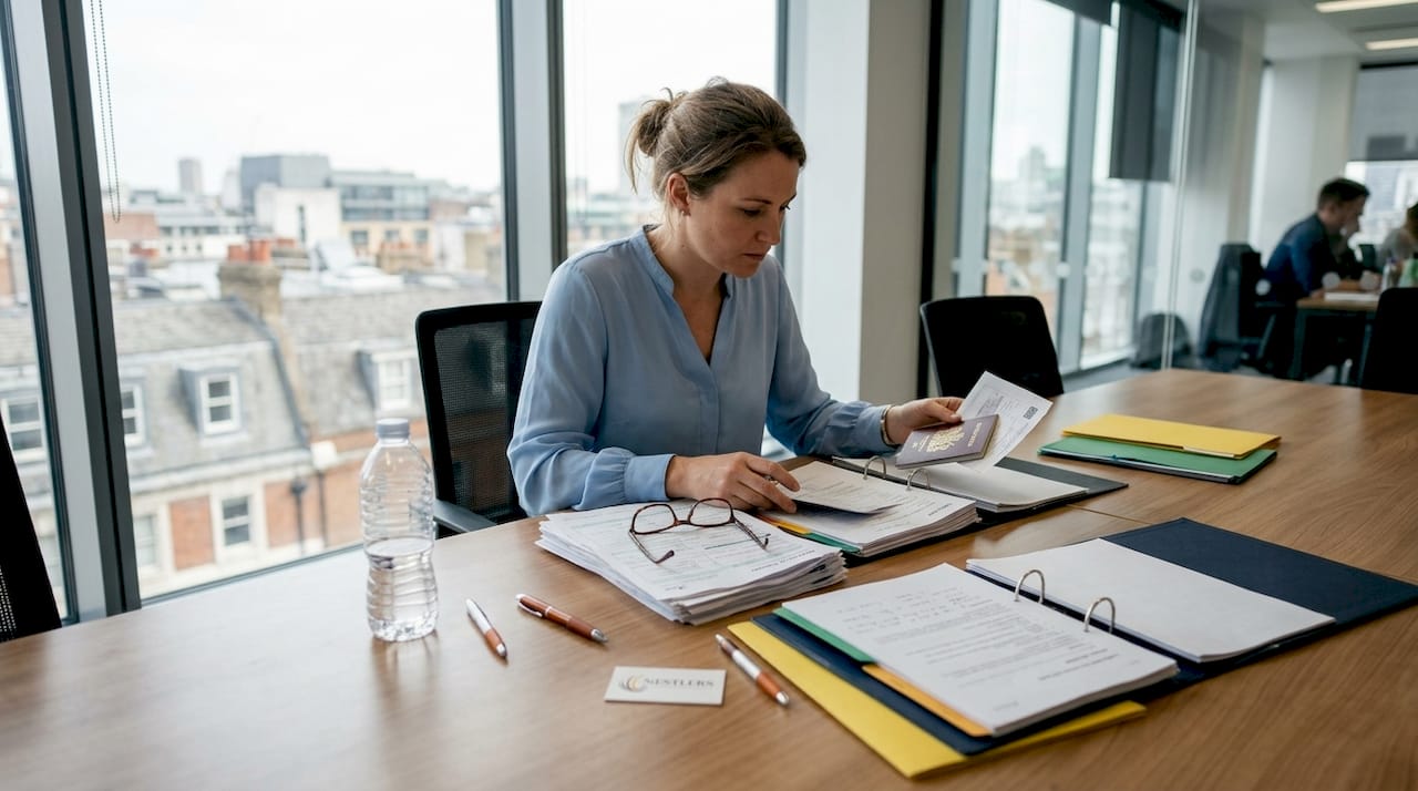 1775801441705 HR manager reviewing relocation documents in office Understanding mobility programs: legal workforce relocation in the EU HR manager reviewing relocation documents in office