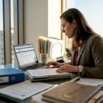 HR manager reviews foreign employee paperwork