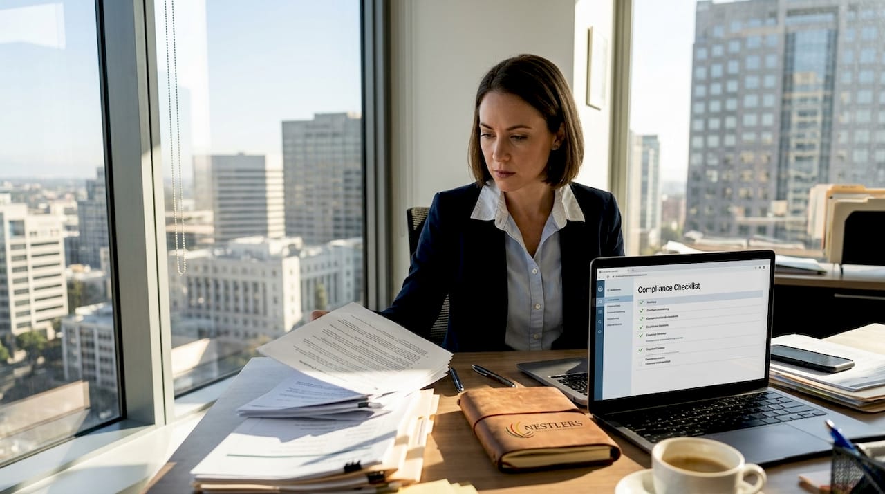 HR manager handling workforce compliance paperwork