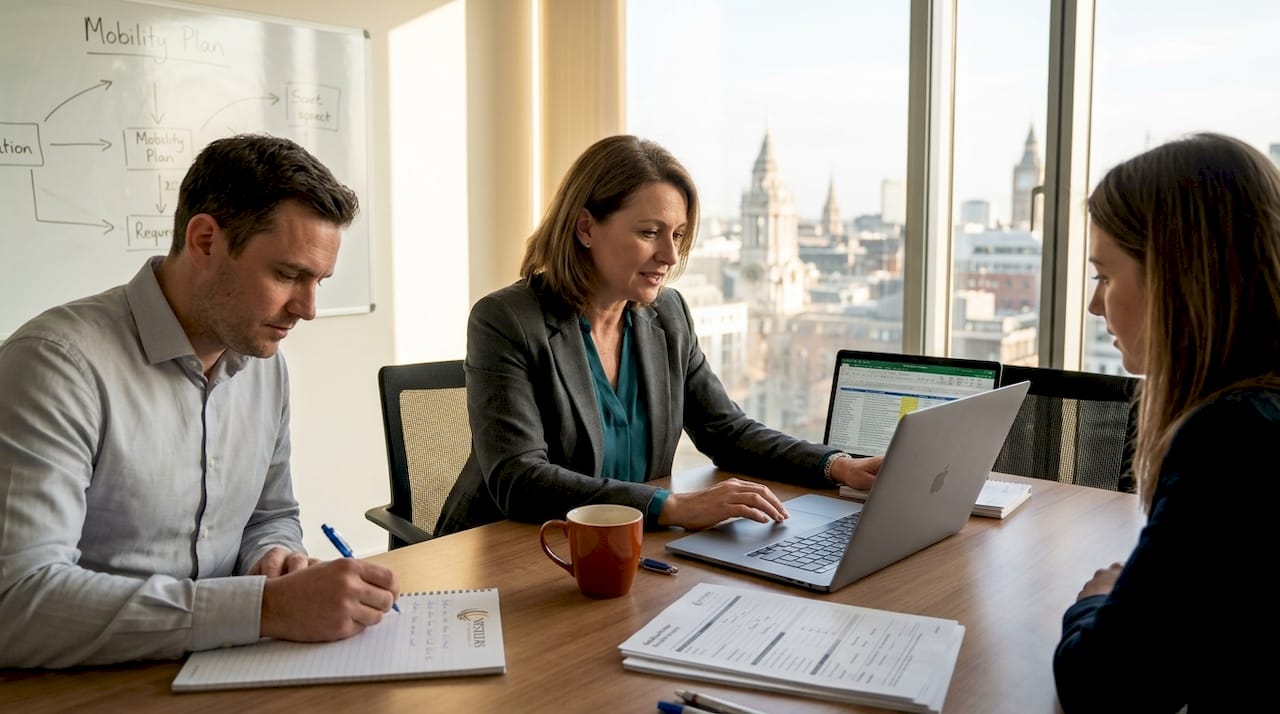 HR team reviewing EU relocation documents