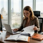 HR manager reviews Romania permit paperwork