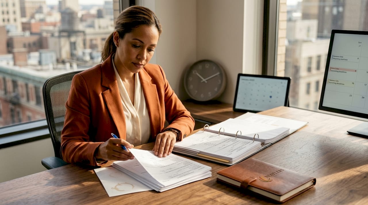 1777692908972 Compliance officer reviewing documents in corner office Why Relocation Compliance Protects Business and Legal Standing